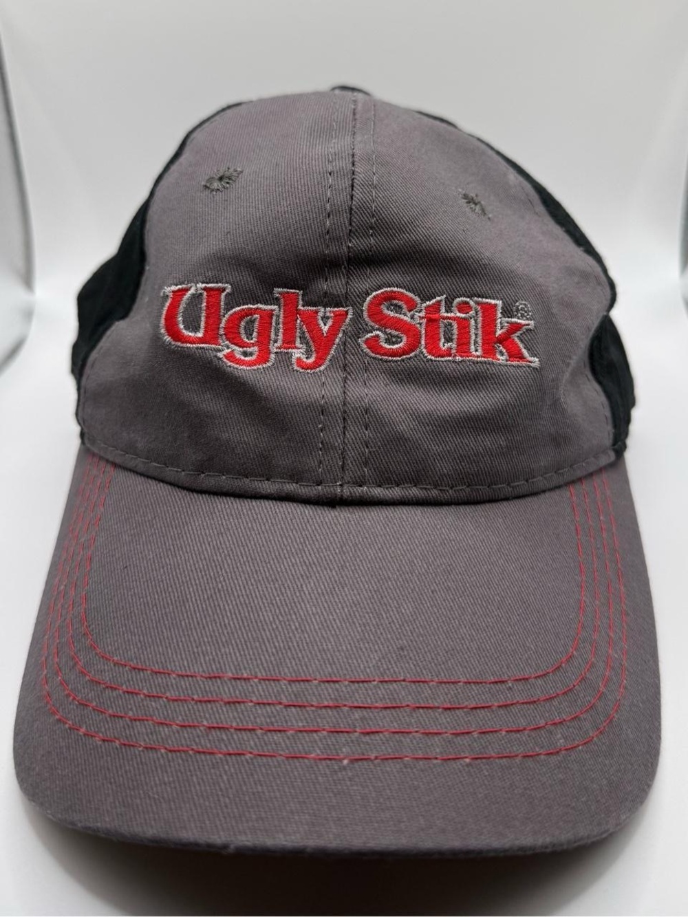 Ugly Stik Embroidered Logo Cap - Gray & Black with Red Accent